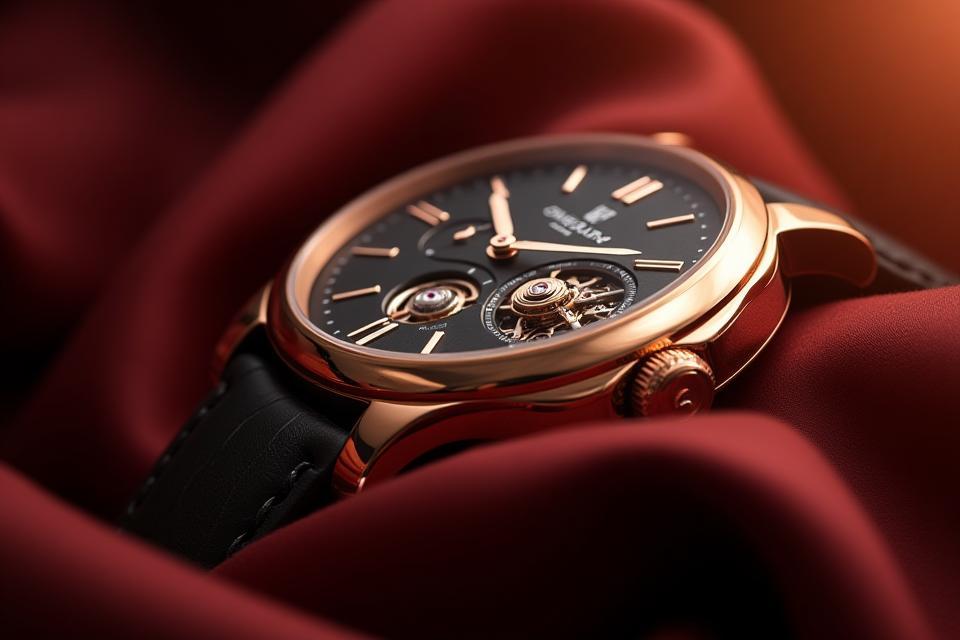 Éclat Line watch with rose gold accents and open-heart movement