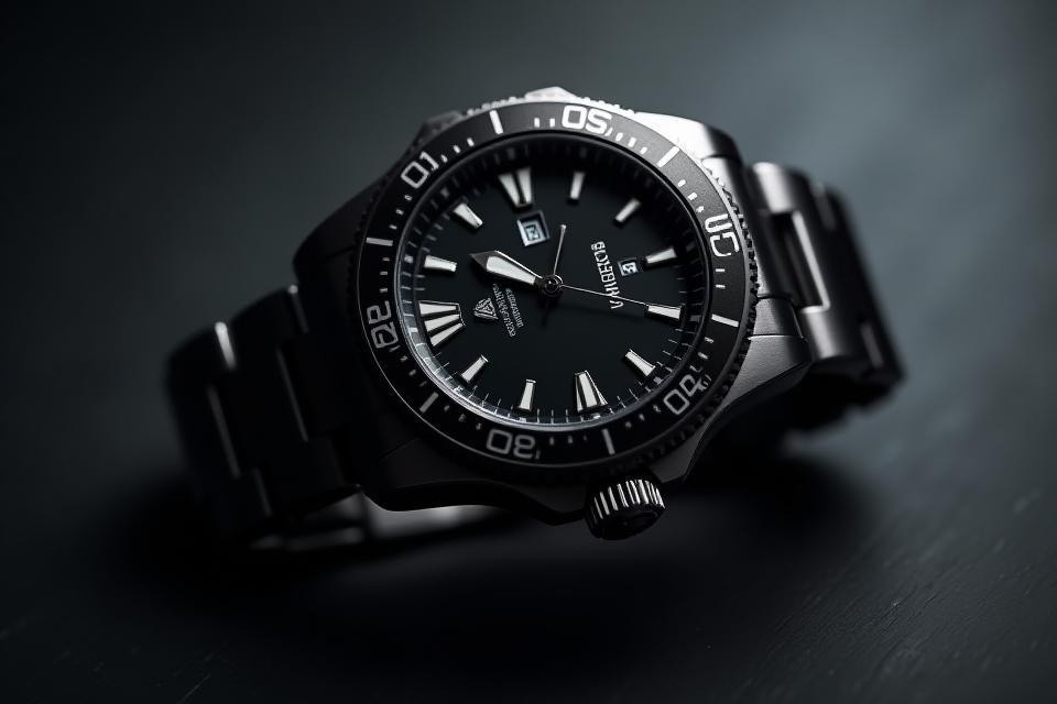 Navigator Series watch with dark dial and stainless steel bracelet